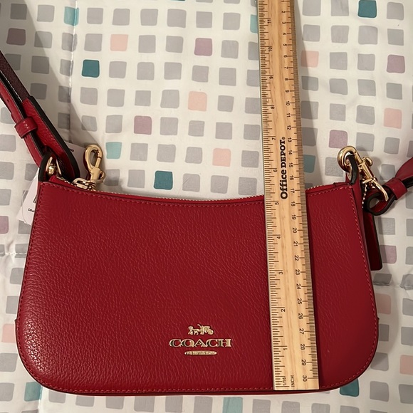 Coach Jes Baguette Crossbody Pebble Leather (Gold/1941 Red).  New with Tag - Picture 6 of 9